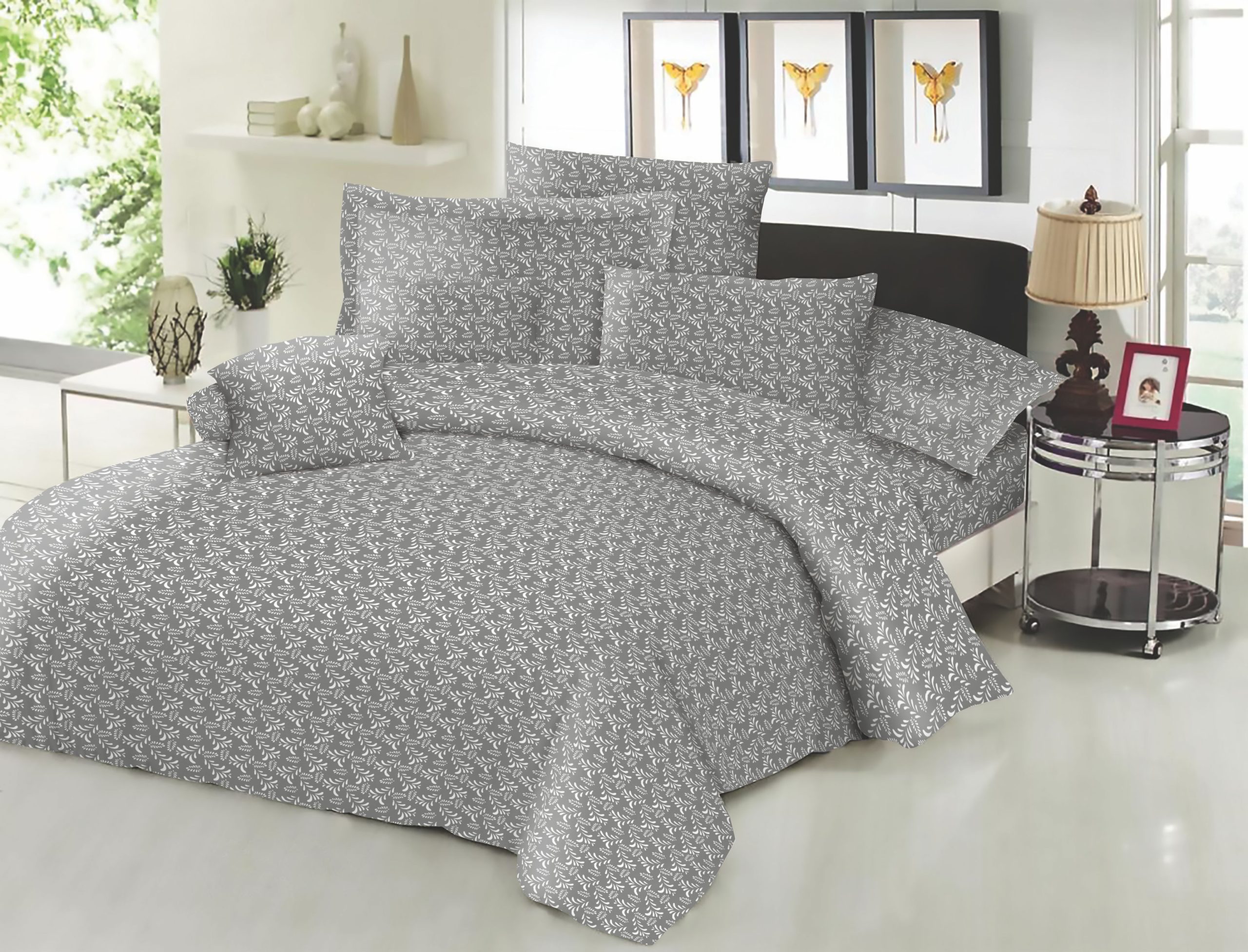 Ζεύγος μαξιλαροθήκες ΚΟΜΒΟΣ Cotton Line Printed Fern Grey 50x70 Ζεύγος μαξιλαροθήκες ΚΟΜΒΟΣ Cotton Line Printed Fern Grey 50x70