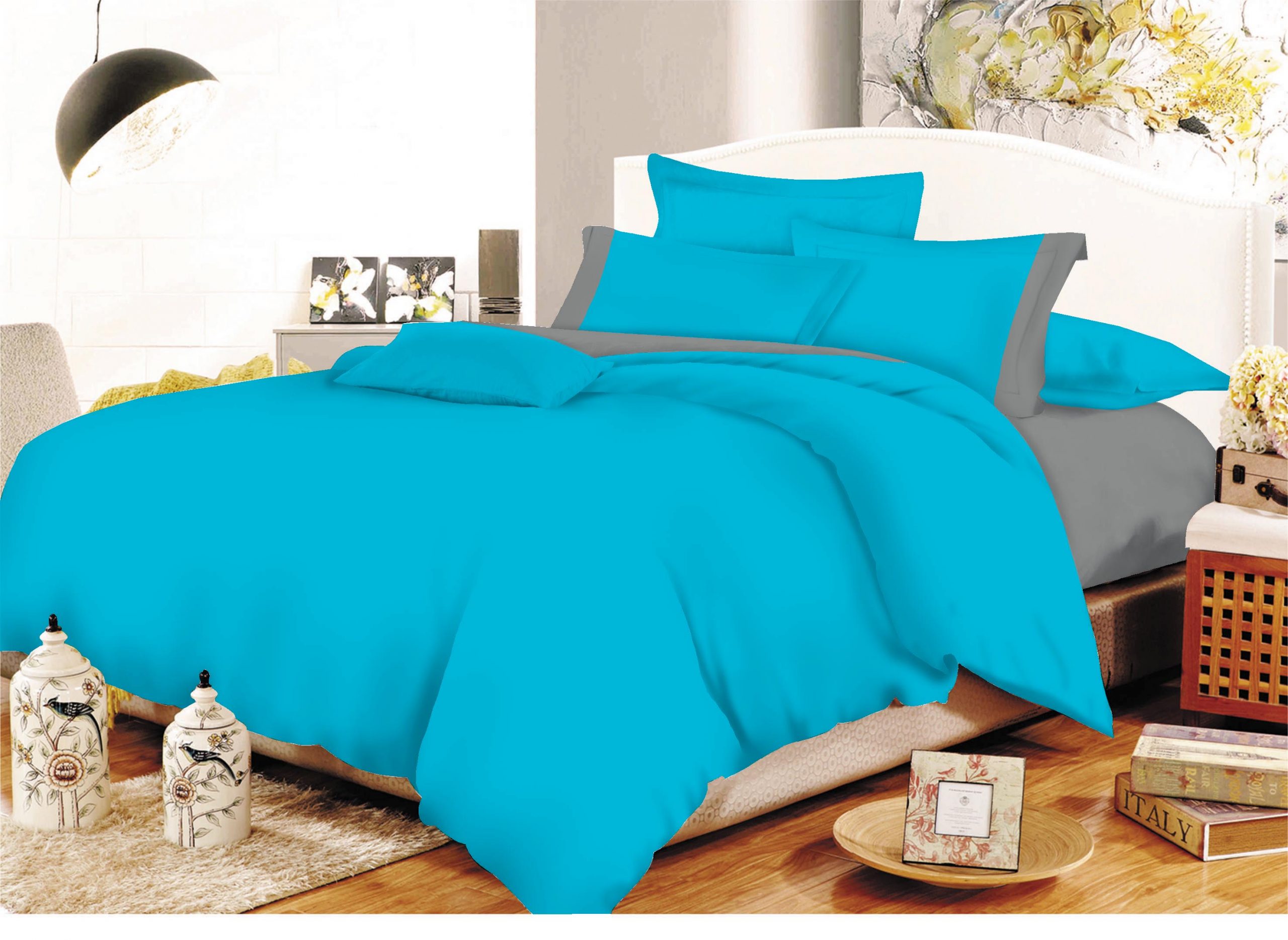 Σετ Σεντόνια ΚΟΜΒΟΣ Cotton Line Turquoise - Grey Μονόχρωμα με Φάσα Υπέρδιπλα 220x240 Σετ Σεντόνια ΚΟΜΒΟΣ Cotton Line Turquoise - Grey Μονόχρωμα με Φάσα Υπέρδιπλα 220x240
