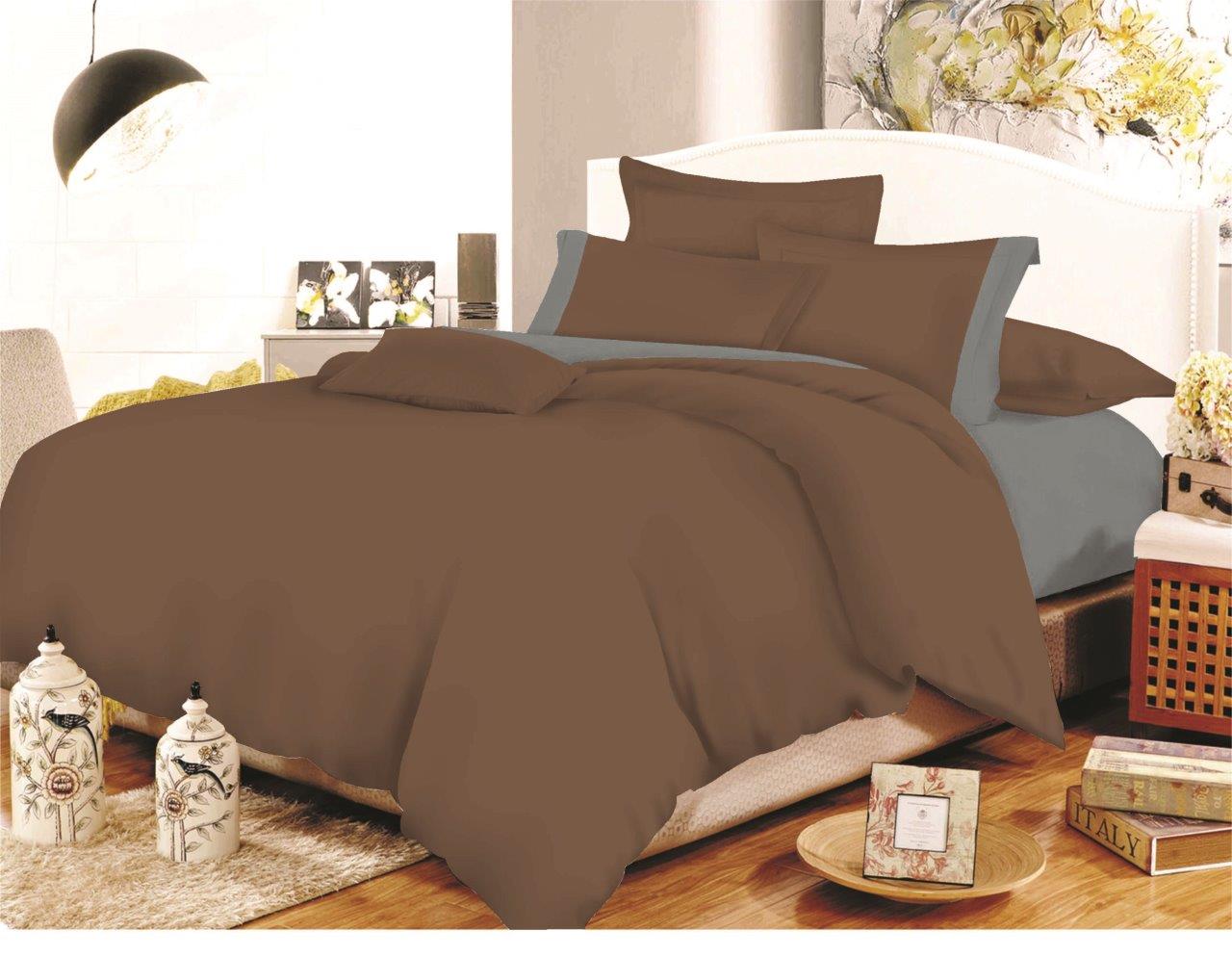 Σετ Σεντόνια ΚΟΜΒΟΣ Cotton Line Brown - Grey Μονόχρωμα με Φάσα Υπέρδιπλα 220x240 Σετ Σεντόνια ΚΟΜΒΟΣ Cotton Line Brown - Grey Μονόχρωμα με Φάσα Υπέρδιπλα 220x240