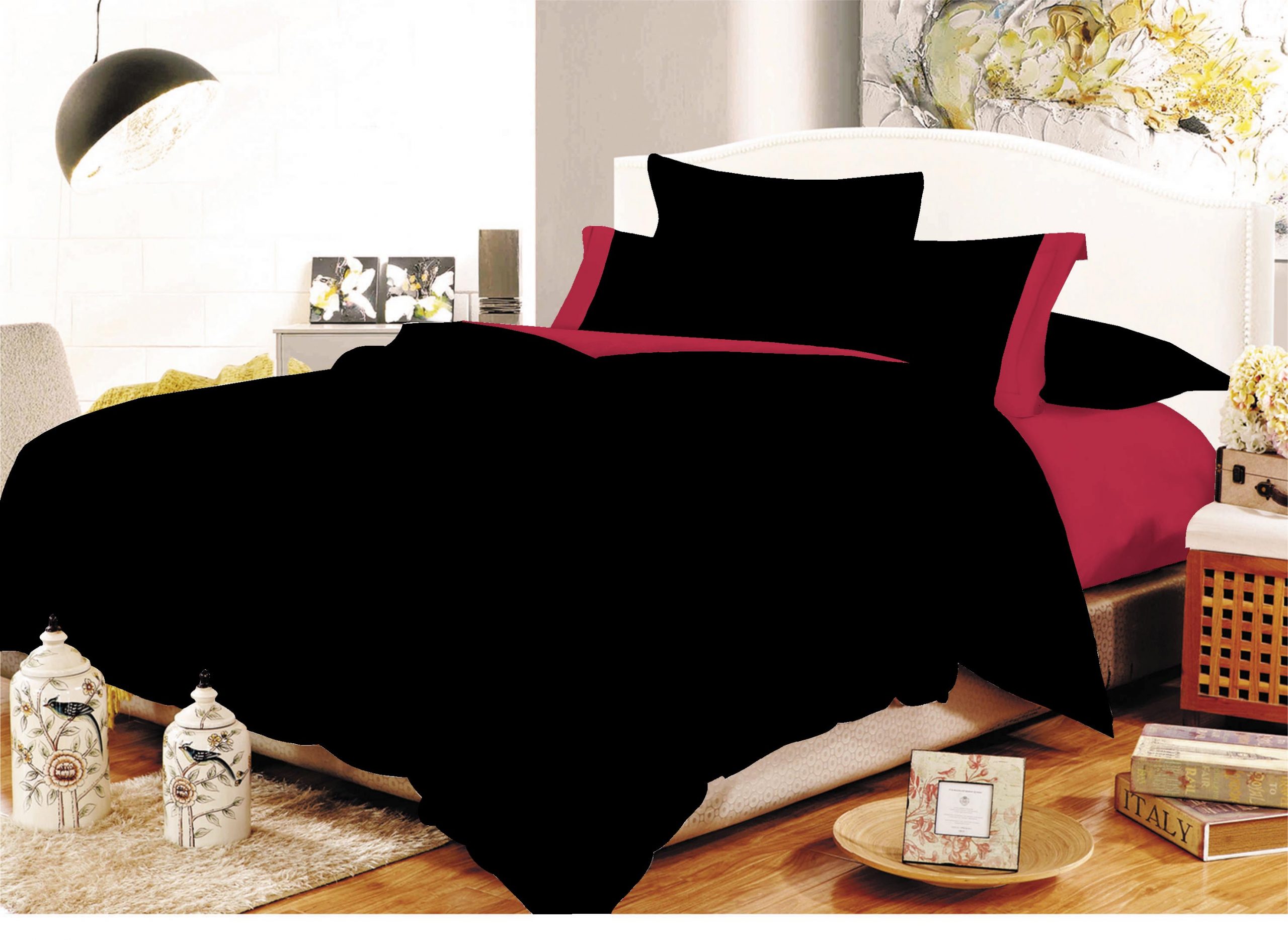 Παπλωματοθήκη ΚΟΜΒΟΣ Cotton Line Black - Red Μονόχρωμη με Φάσα Διπλή 200x240 Παπλωματοθήκη ΚΟΜΒΟΣ Cotton Line Black - Red Μονόχρωμη με Φάσα Διπλή 200x240