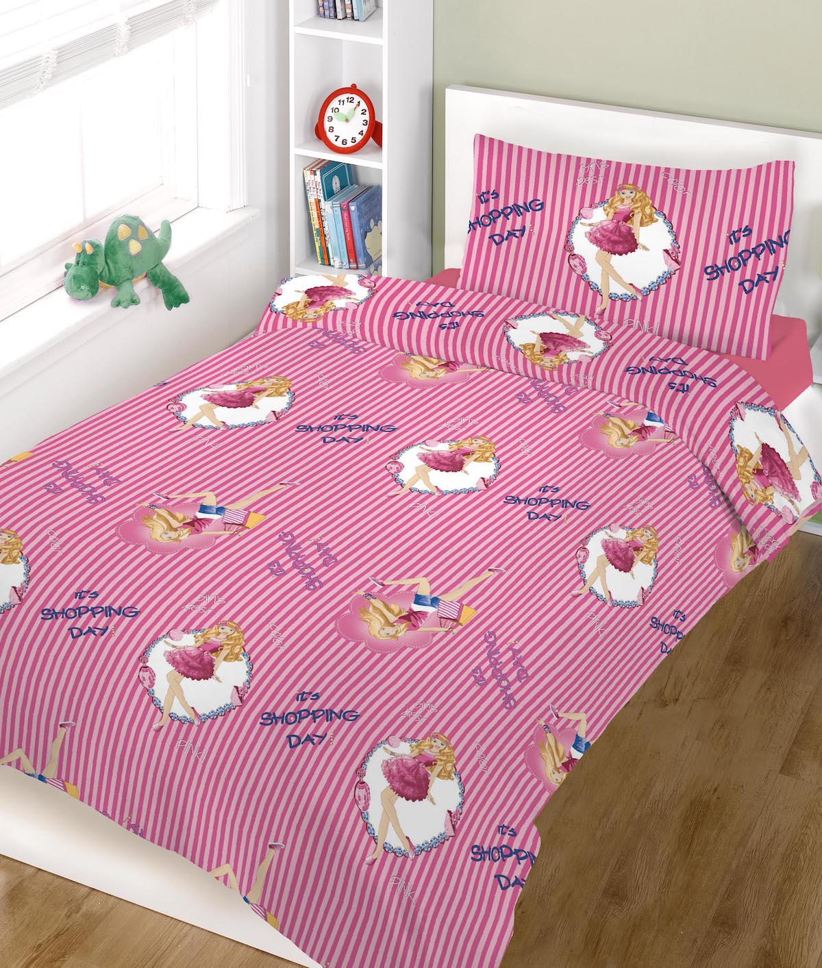 Σετ σεντόνια ΚΟΜΒΟΣ shopping girl μονά 160x240 Σετ σεντόνια ΚΟΜΒΟΣ shopping girl μονά 160x240