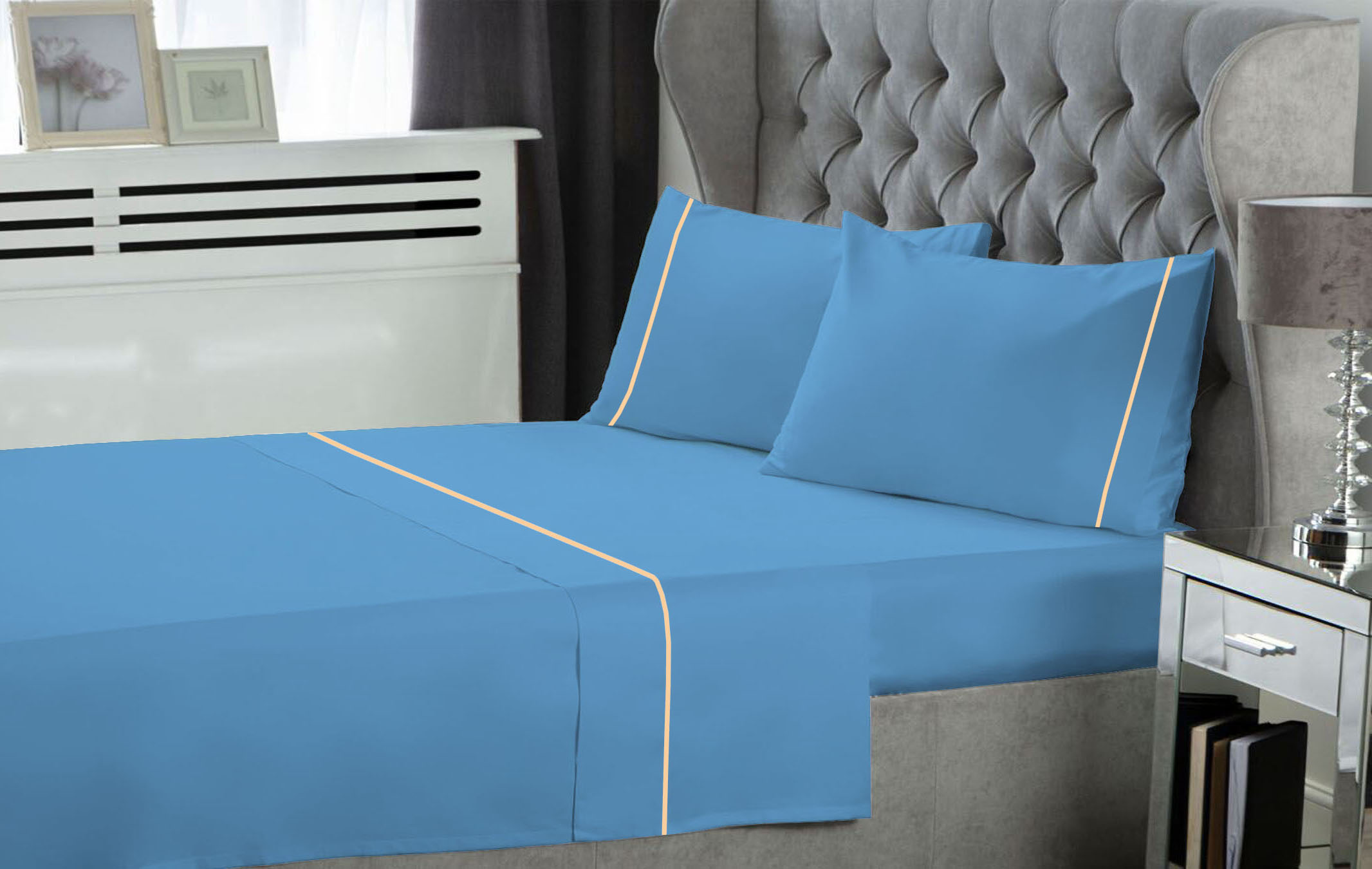 Σετ Σεντόνια Le Blanc Μονόχρωμα με Φυτίλι Polycotton 50/50 TC144 Blue Μονά με λάστιχο 100x200+35 Σετ Σεντόνια Le Blanc Μονόχρωμα με Φυτίλι Polycotton 50/50 TC144 Blue Μονά με λάστιχο 100x200+35