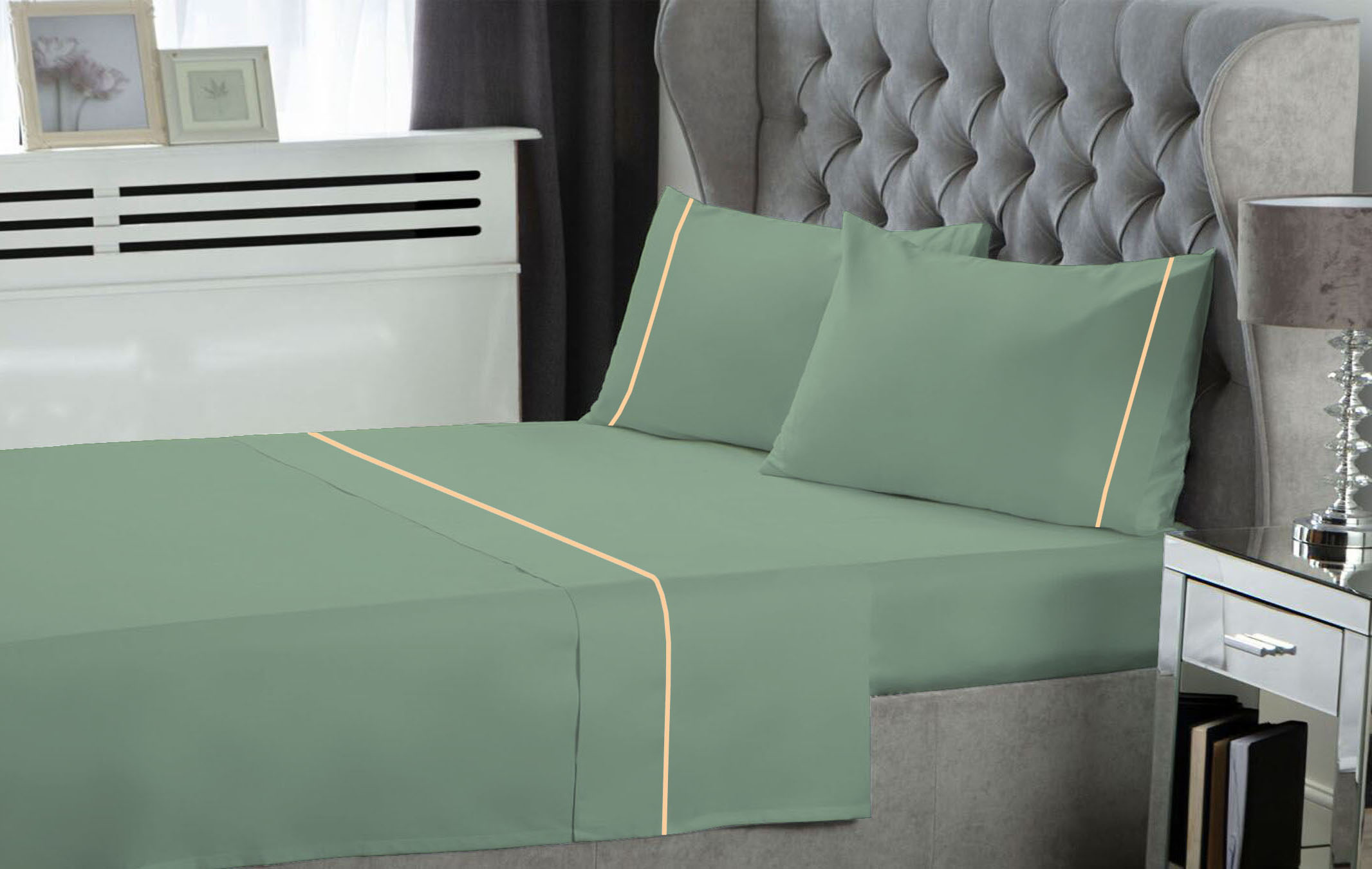 Σετ Σεντόνια Le Blanc Μονόχρωμα με Φυτίλι Polycotton 50/50 TC144 Green Μονά με λάστιχο 100x200+35 Σετ Σεντόνια Le Blanc Μονόχρωμα με Φυτίλι Polycotton 50/50 TC144 Green Μονά με λάστιχο 100x200+35