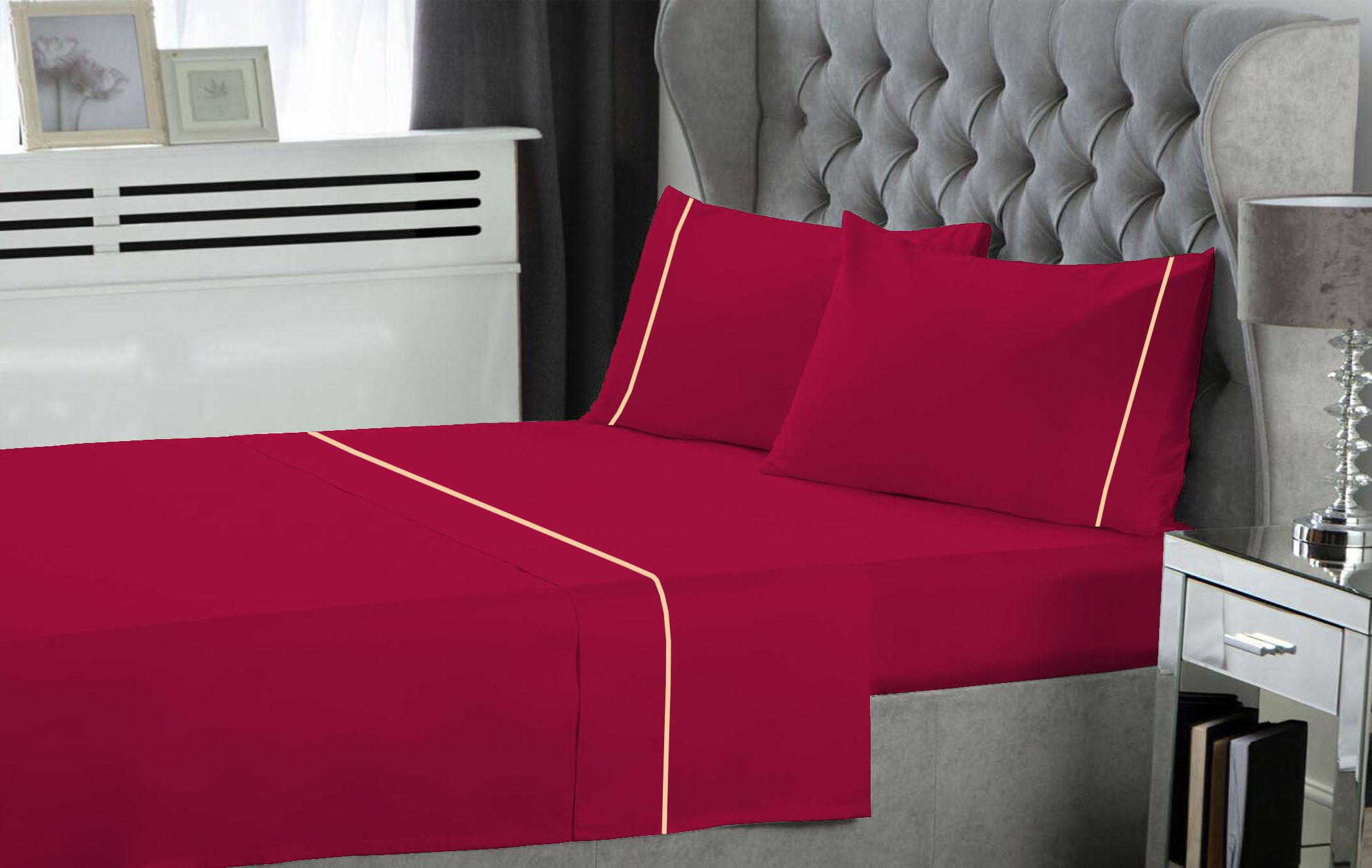 Σετ Σεντόνια Le Blanc Μονόχρωμα με Φυτίλι Polycotton 50/50 TC144 Cherry Σούπερ Υπέρδιπλα 270x300 Σετ Σεντόνια Le Blanc Μονόχρωμα με Φυτίλι Polycotton 50/50 TC144 Cherry Σούπερ Υπέρδιπλα 270x300