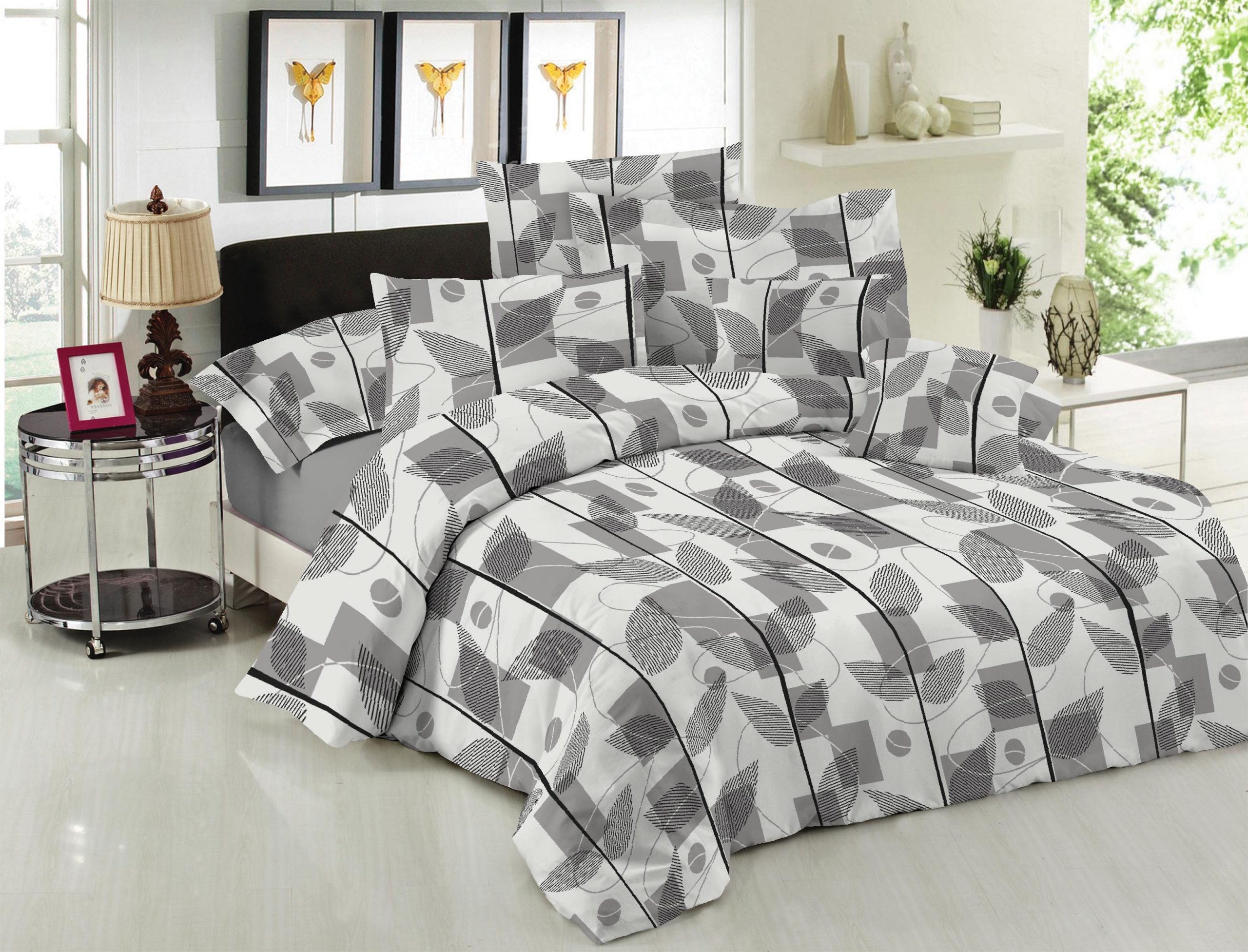 Σετ Σεντόνια Le Blanc Premium Cotton 100% Leaves Grey Υπέρδιπλα με λάστιχο 160x200+33 Σετ Σεντόνια Le Blanc Premium Cotton 100% Leaves Grey Υπέρδιπλα με λάστιχο 160x200+33