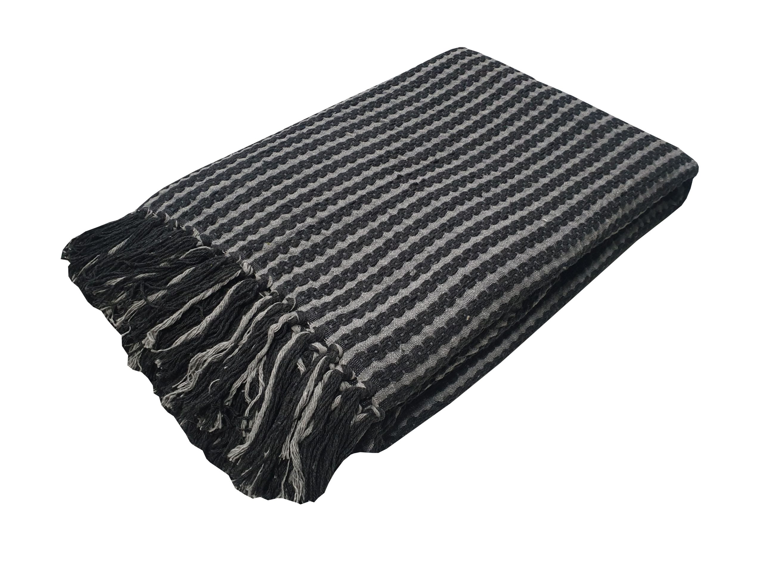 Ριχτάρι Υφαντό ΚΟΜΒΟΣ Βαμβακερό Ινδίας 3Θ Black - Light Grey 180x300 Ριχτάρι Υφαντό ΚΟΜΒΟΣ Βαμβακερό Ινδίας 3Θ Black - Light Grey 180x300